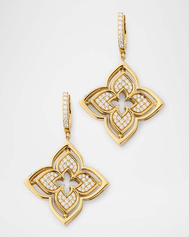 18K Yellow Gold Diamond Pave and Mother-of-Pearl Venetian Princess Pirouette Earrings